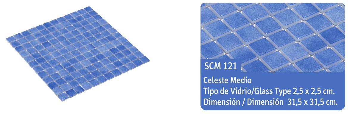 REVESTIMIENTO PUR MIX CELESTE 2.5X2.5cm